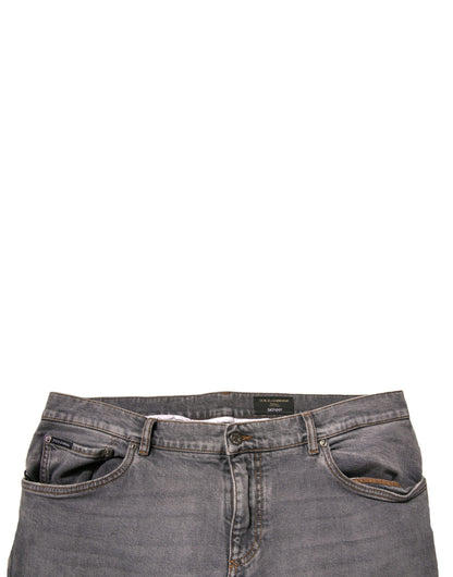 Dolce & Gabbana Gray Logo Cotton Stretch Skinny Denim Men's Jeans (Pre-Owned)