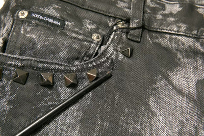 Dolce & Gabbana Gray Embellished Cotton Skinny Denim Men's Jeans (Pre-Owned)