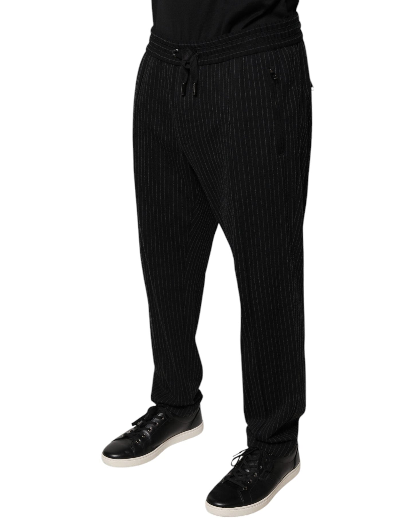 Dolce & Gabbana Black Stripes Viscose Skinny Dress Men's Pants (Pre-Owned)