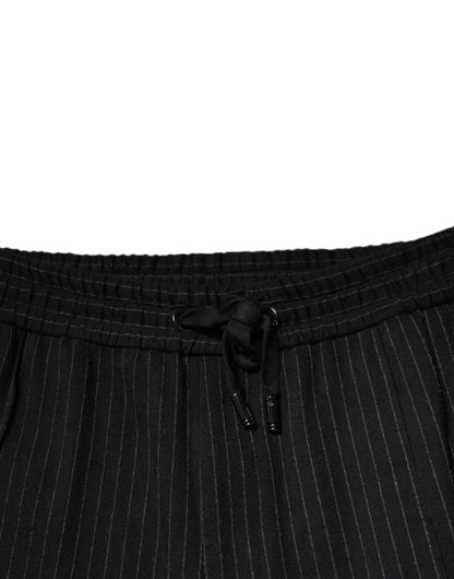 Dolce & Gabbana Black Stripes Viscose Skinny Dress Men's Pants (Pre-Owned)