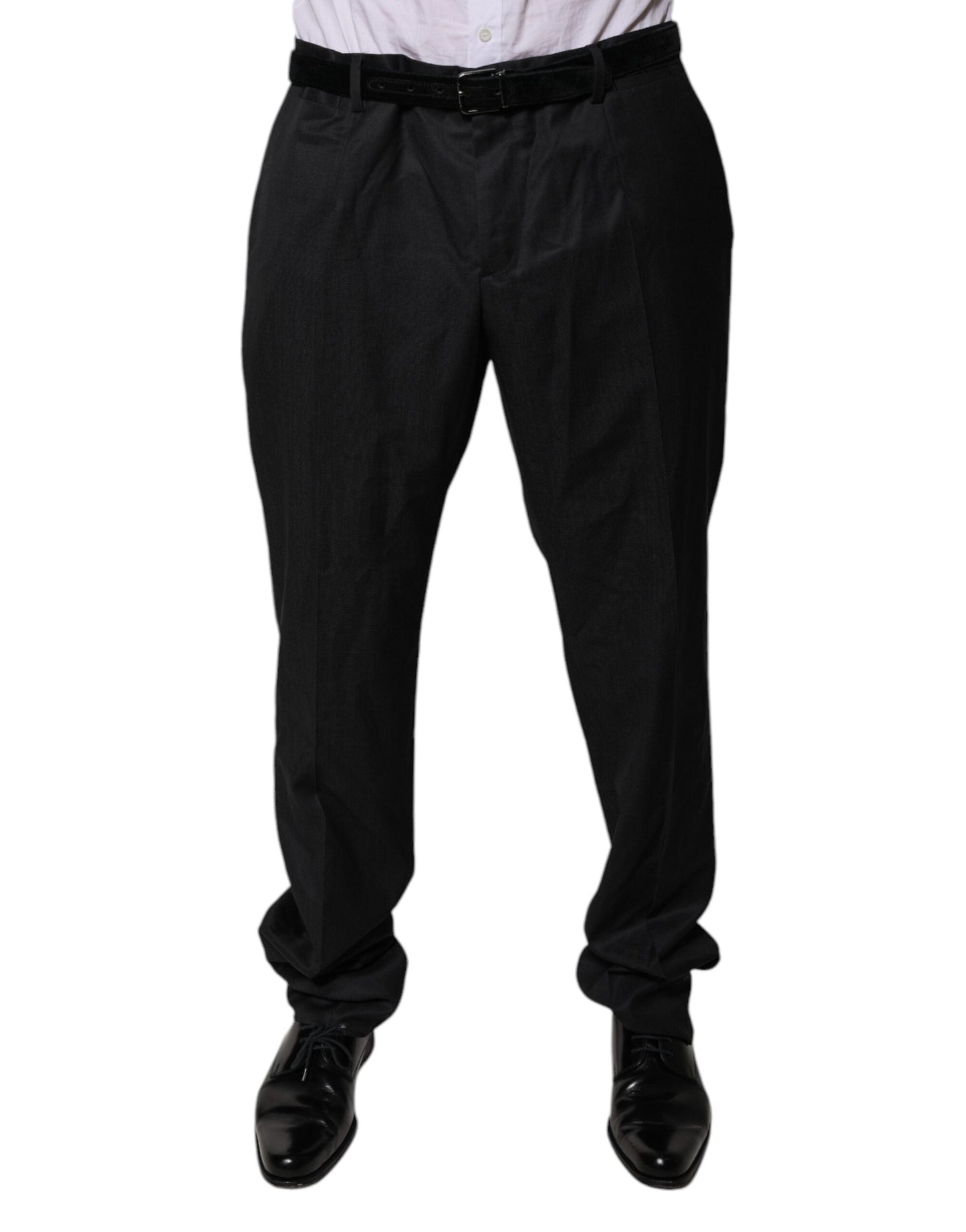 Dolce & Gabbana Black Wool Tapered Formal Dress Men's Pants (Pre-Owned)