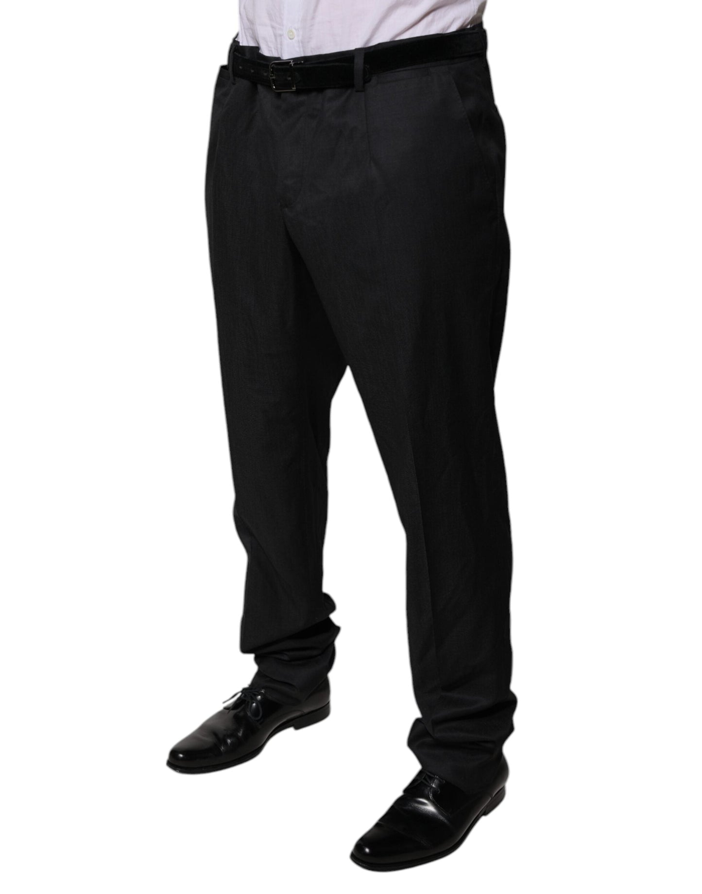 Dolce & Gabbana Black Wool Tapered Formal Dress Men's Pants (Pre-Owned)