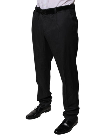 Dolce & Gabbana Black Wool Tapered Formal Dress Men's Pants (Pre-Owned)