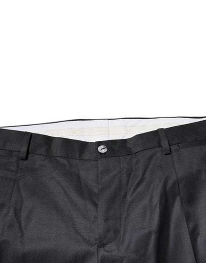 Dolce & Gabbana Black Wool Tapered Formal Dress Men's Pants (Pre-Owned)