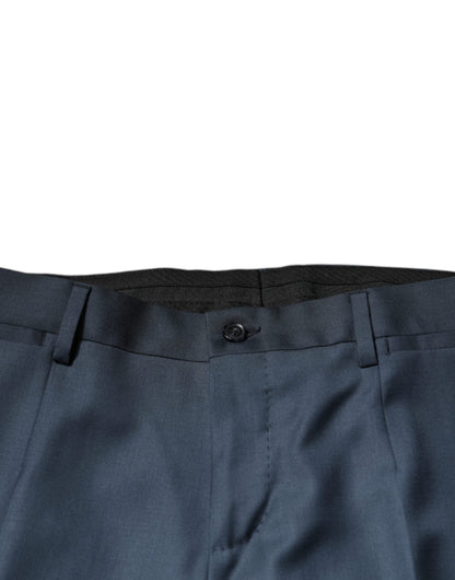 Dolce & Gabbana Blue Wool Tapered Formal Dress Men's Pants (Pre-Owned)
