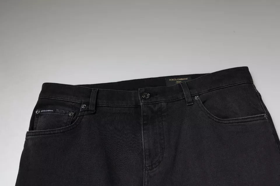 Dolce & Gabbana Black Logo Cotton Stretch Skinny Denim Men's Jeans (Pre-Owned)