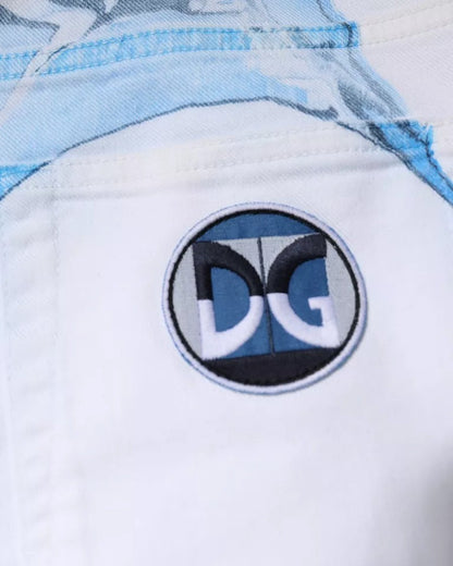 Dolce & Gabbana White Blue Cotton Stretch Skinny Denim Men's Jeans (Pre-Owned)