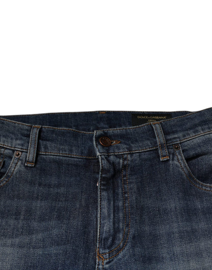 Dolce & Gabbana Blue DG Crown Logo Cotton Skinny Denim Men's Jeans (Pre-Owned)