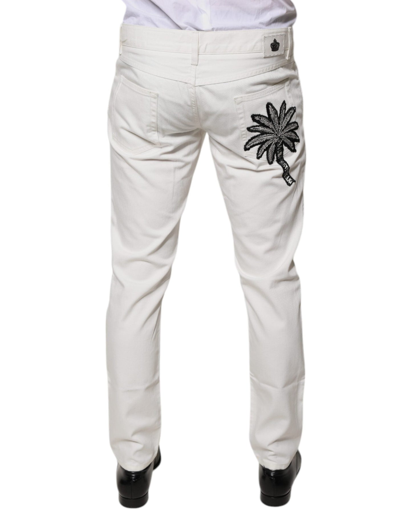 Dolce & Gabbana White Cotton Skinny Denim Men's Jeans (Pre-Owned)