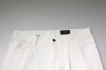 Dolce & Gabbana White Cotton Skinny Denim Men's Jeans (Pre-Owned)