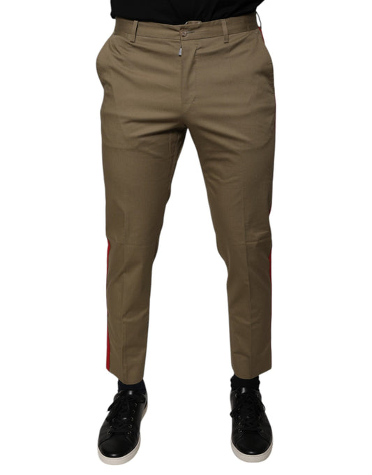 Dolce & Gabbana Brown Logo Men Casual Tapered Men's Pants