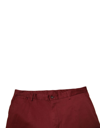 Dolce & Gabbana Maroon Cotton Men Skinny Dress Men's Pants (Pre-Owned)