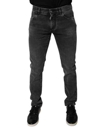 Dolce & Gabbana Black Logo Cotton Stretch Skinny Denim Men's Pants (Pre-Owned)