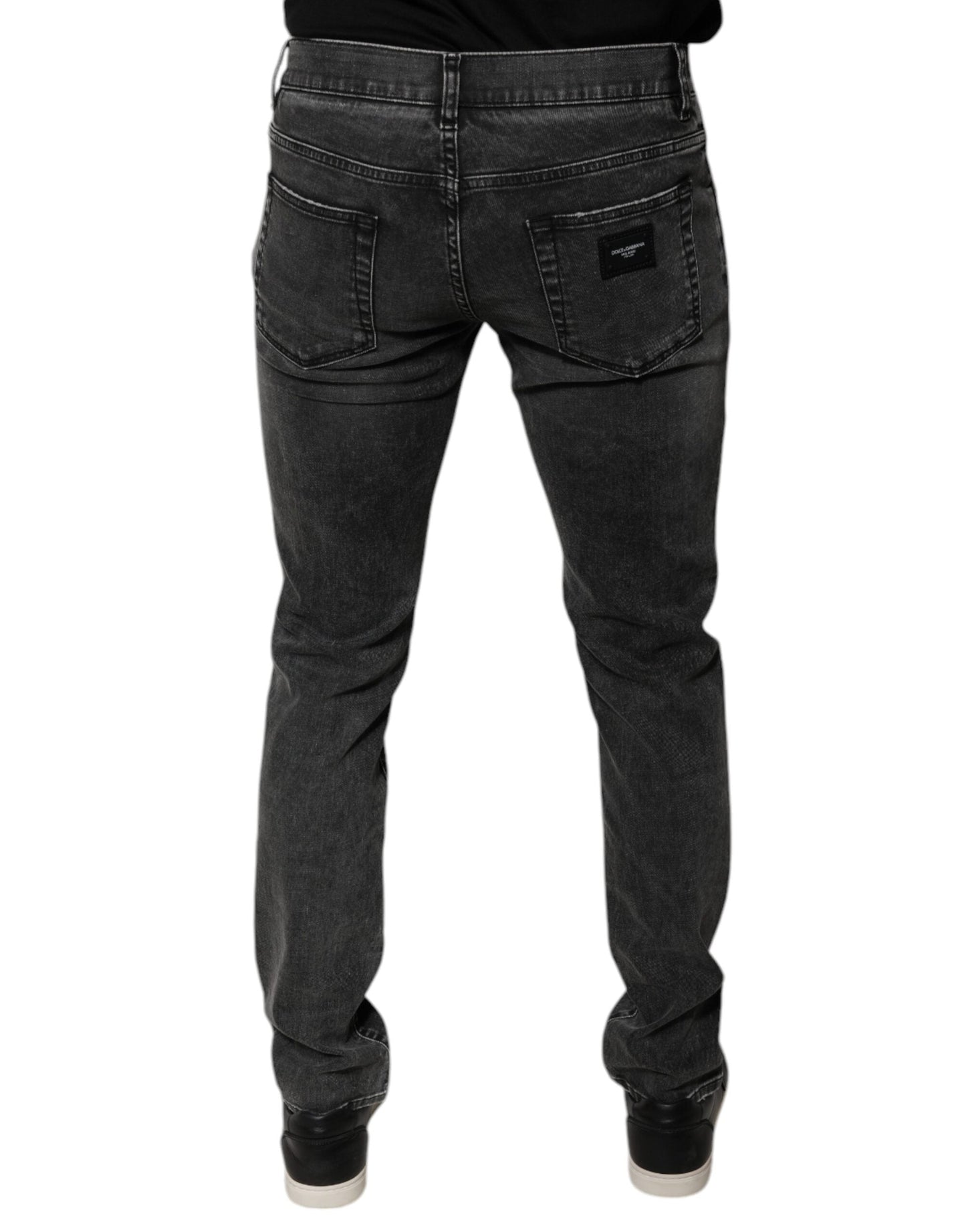 Dolce & Gabbana Black Logo Cotton Stretch Skinny Denim Men's Pants (Pre-Owned)