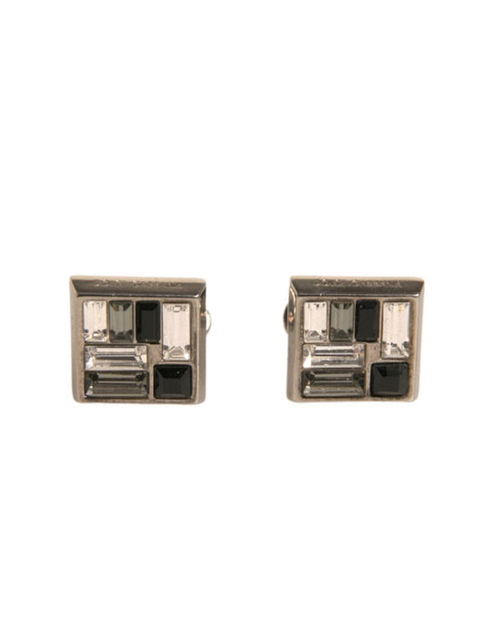 Dolce & Gabbana Silver Plated Brass Pin Crystal Men's Cufflinks (Pre-Owned)