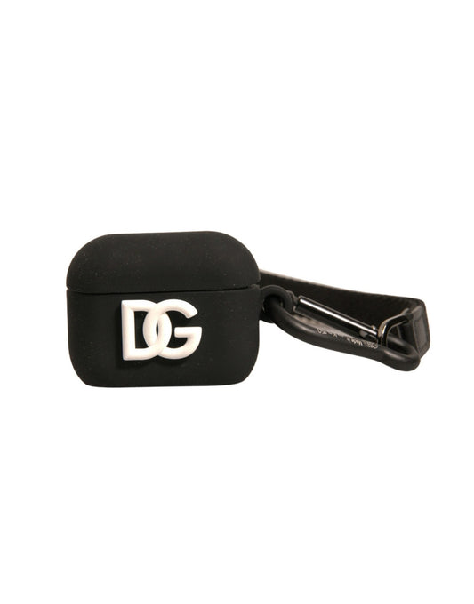 Dolce & Gabbana Black Silicone Rubber Logo Embossed Airpods  Case
