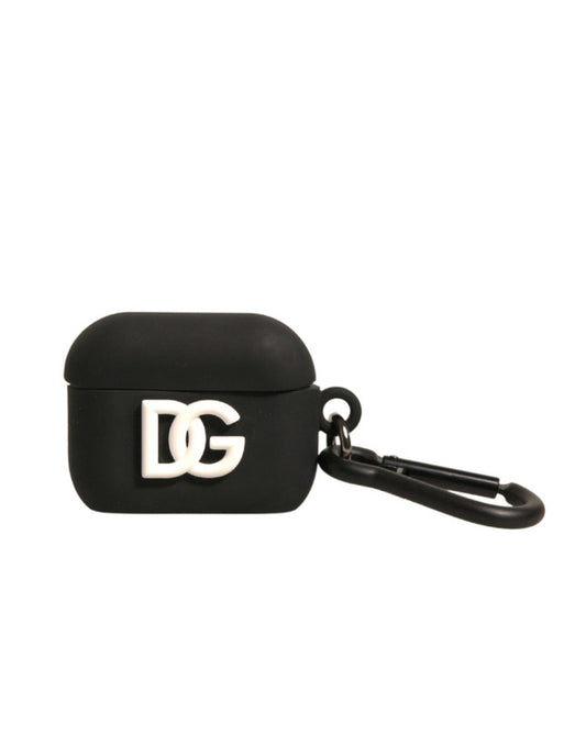 Dolce & Gabbana Black Silicone Rubber Logo Embossed Airpods  Case