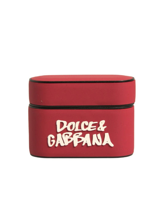 Dolce & Gabbana Red PVC Embossed Logo Plaque Holder Airpods  Case