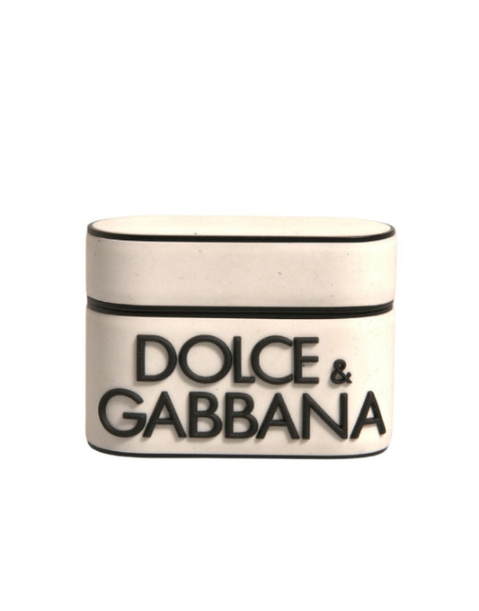Dolce & Gabbana White PVC Embossed Logo Plaque Holder Airpods  Case