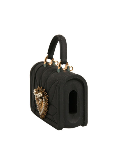 Dolce & Gabbana Black Silicone Devotion Heart Cover Hand Bag Airpod Women's Case (Pre-Owned)