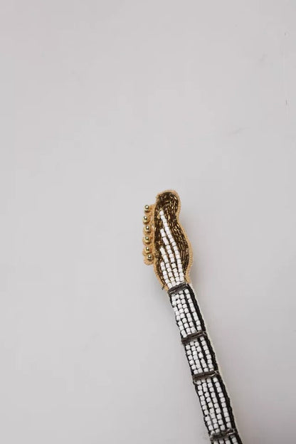Dolce & Gabbana Gold Brass Beaded Guitar Pin Women's Brooch (Pre-Owned)