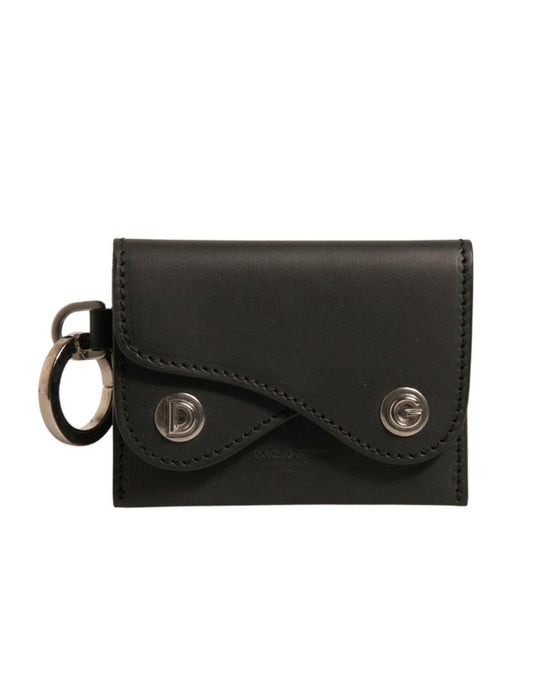 Dolce & Gabbana Black Leather Card Case Keychain Key Women's Holder (Pre-Owned)