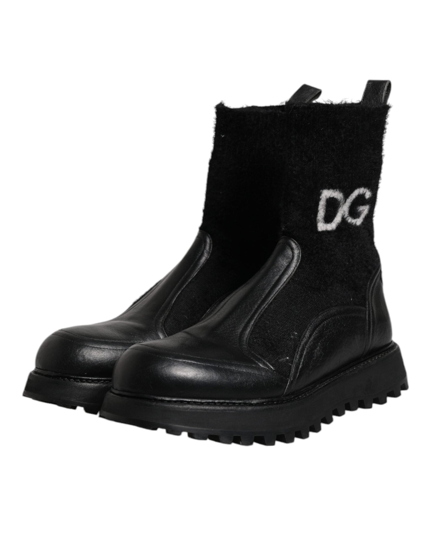 Dolce & Gabbana Black DG Logo Horse Sock Ankle Boots Men's Shoes (Pre-Owned)