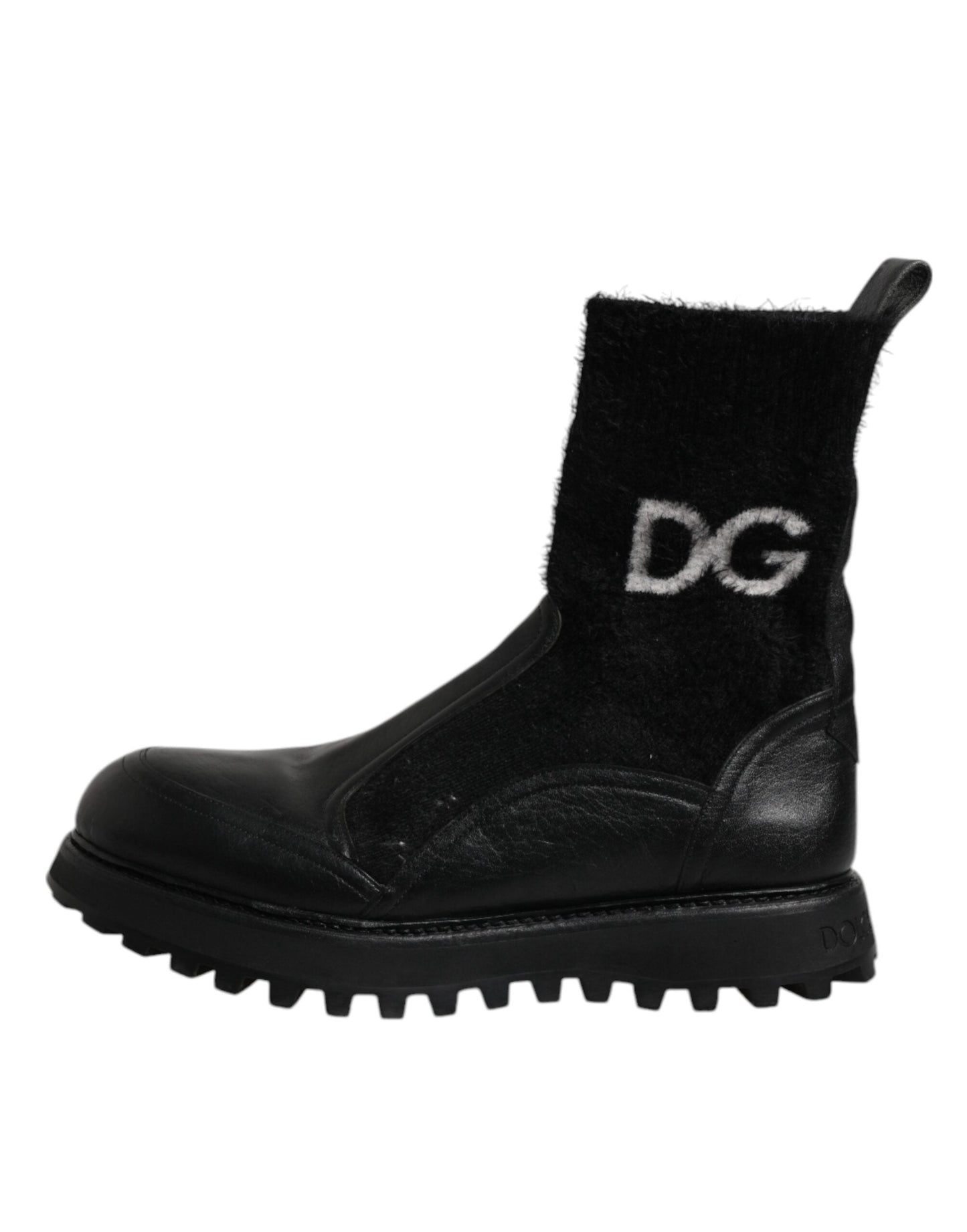 Dolce & Gabbana Black DG Logo Horse Sock Ankle Boots Men's Shoes (Pre-Owned)