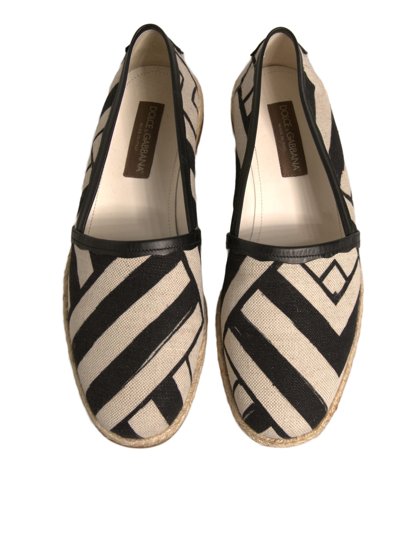 Dolce & Gabbana Black White Stripes Slip On Espadrille Men's Shoes (Pre-Owned)
