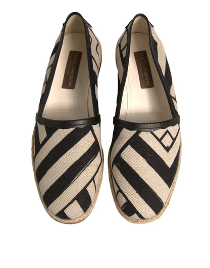 Dolce & Gabbana Black White Stripes Slip On Espadrille Men's Shoes (Pre-Owned)