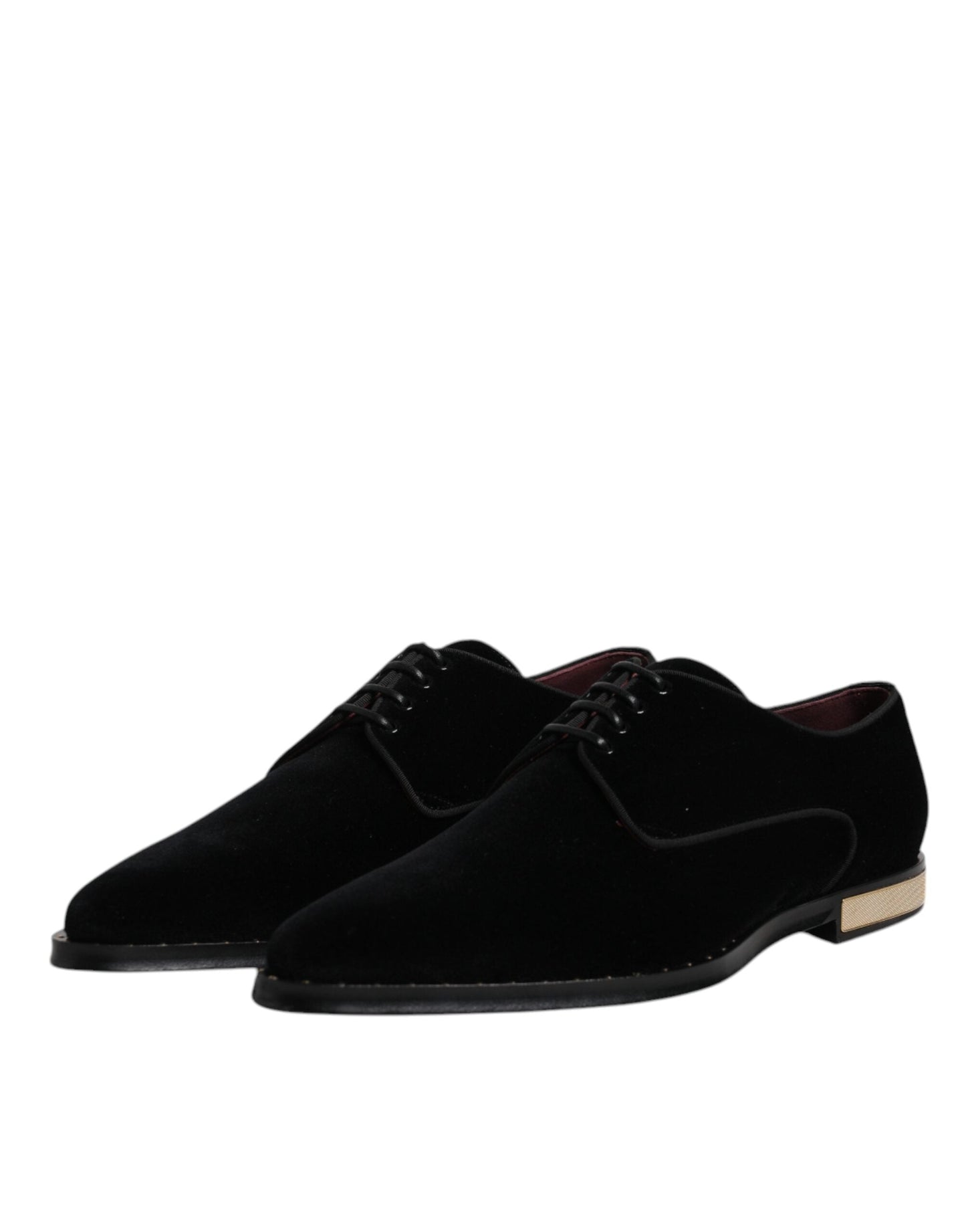 Dolce & Gabbana Black Velvet Cotton Lace Up Derby Men's Shoes