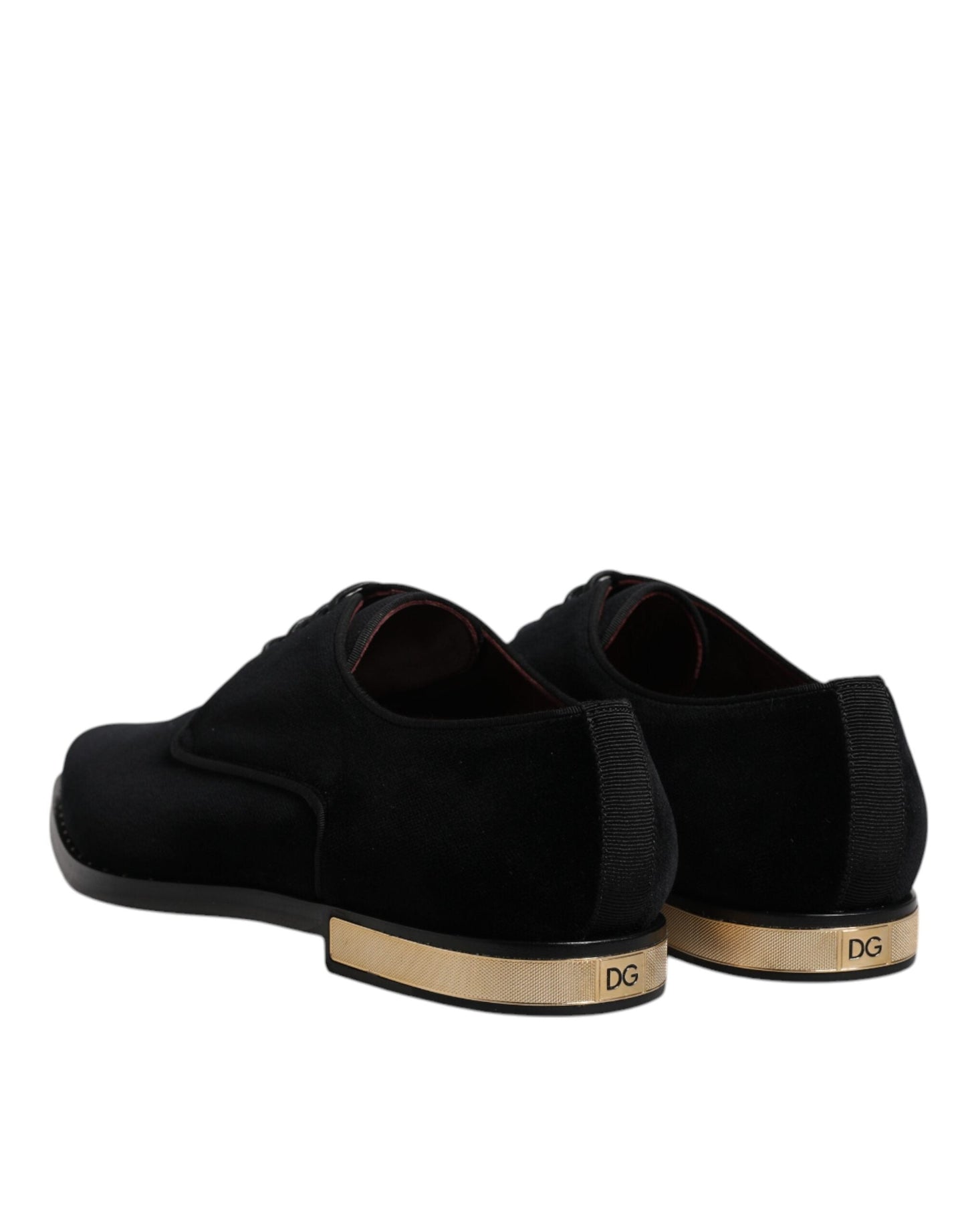 Dolce & Gabbana Black Velvet Cotton Lace Up Derby Men's Shoes