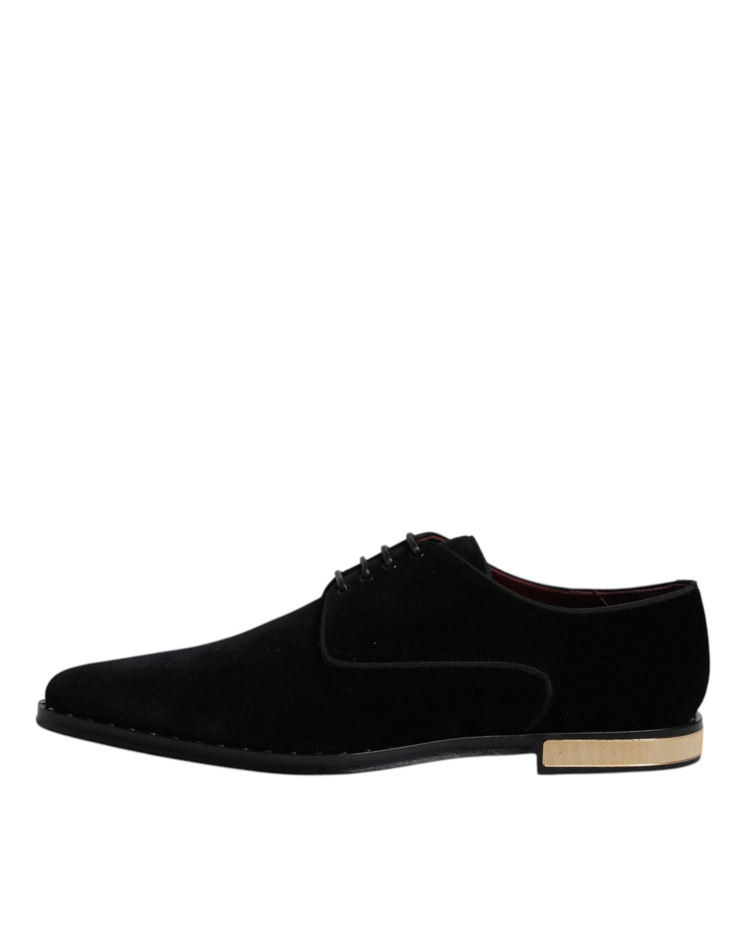 Dolce & Gabbana Black Velvet Cotton Lace Up Derby Men's Shoes