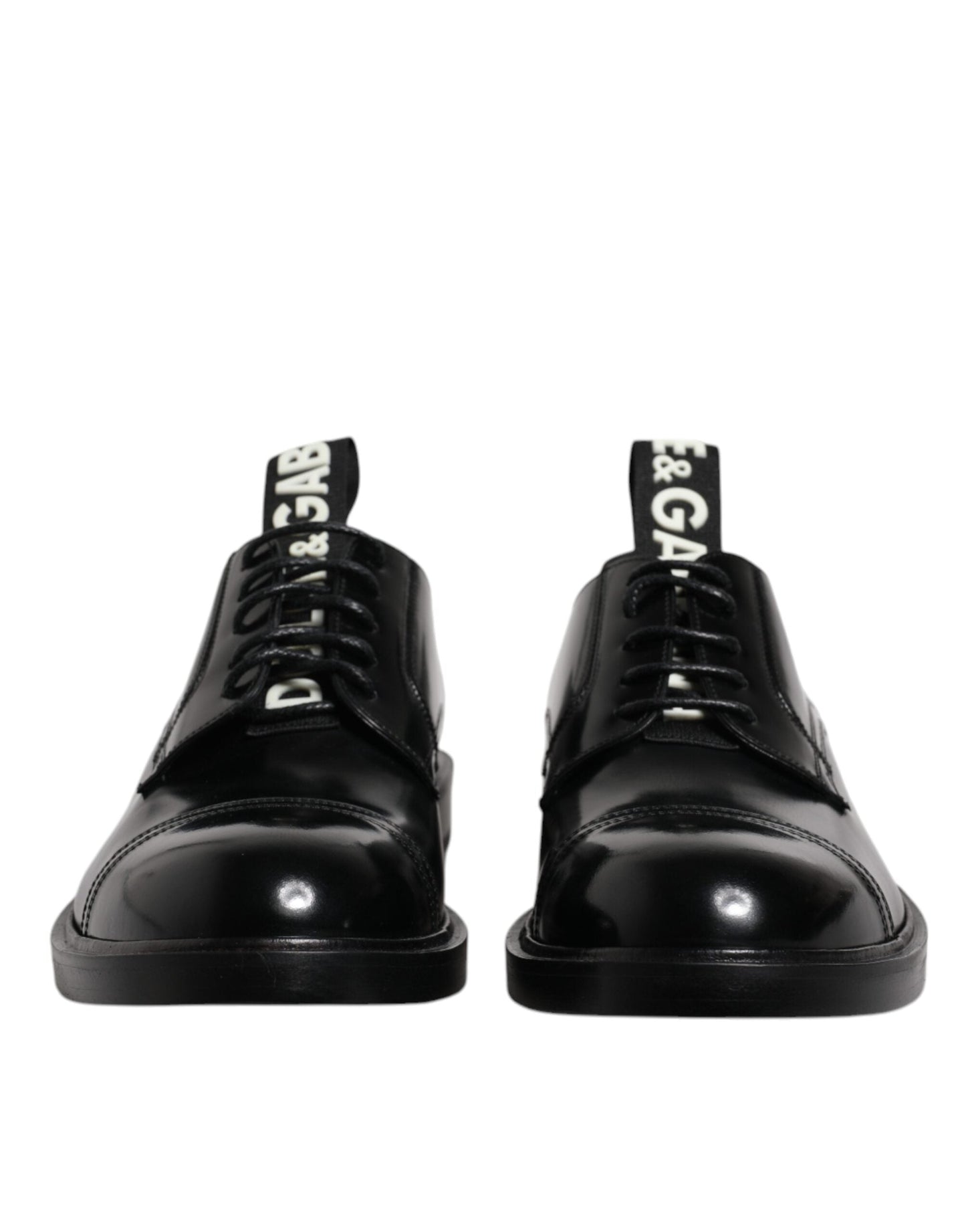 Dolce & Gabbana Black Patent Leather Derby Lace Up Formal Dress Men's Shoes