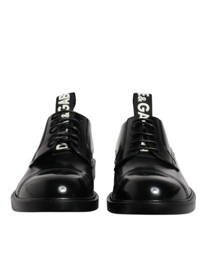 Dolce & Gabbana Black Patent Leather Derby Lace Up Formal Dress Men's Shoes