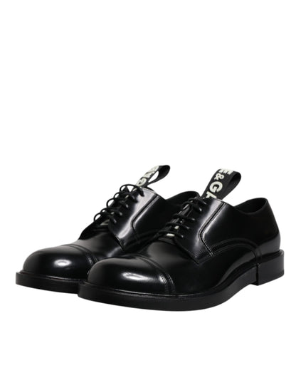 Dolce & Gabbana Black Patent Leather Derby Lace Up Formal Dress Men's Shoes