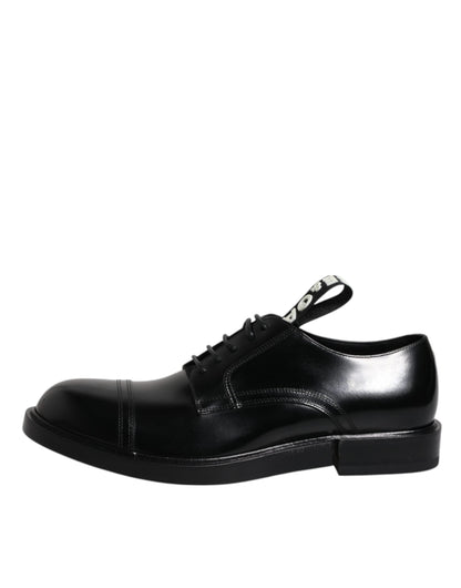 Dolce & Gabbana Black Patent Leather Derby Lace Up Formal Dress Men's Shoes