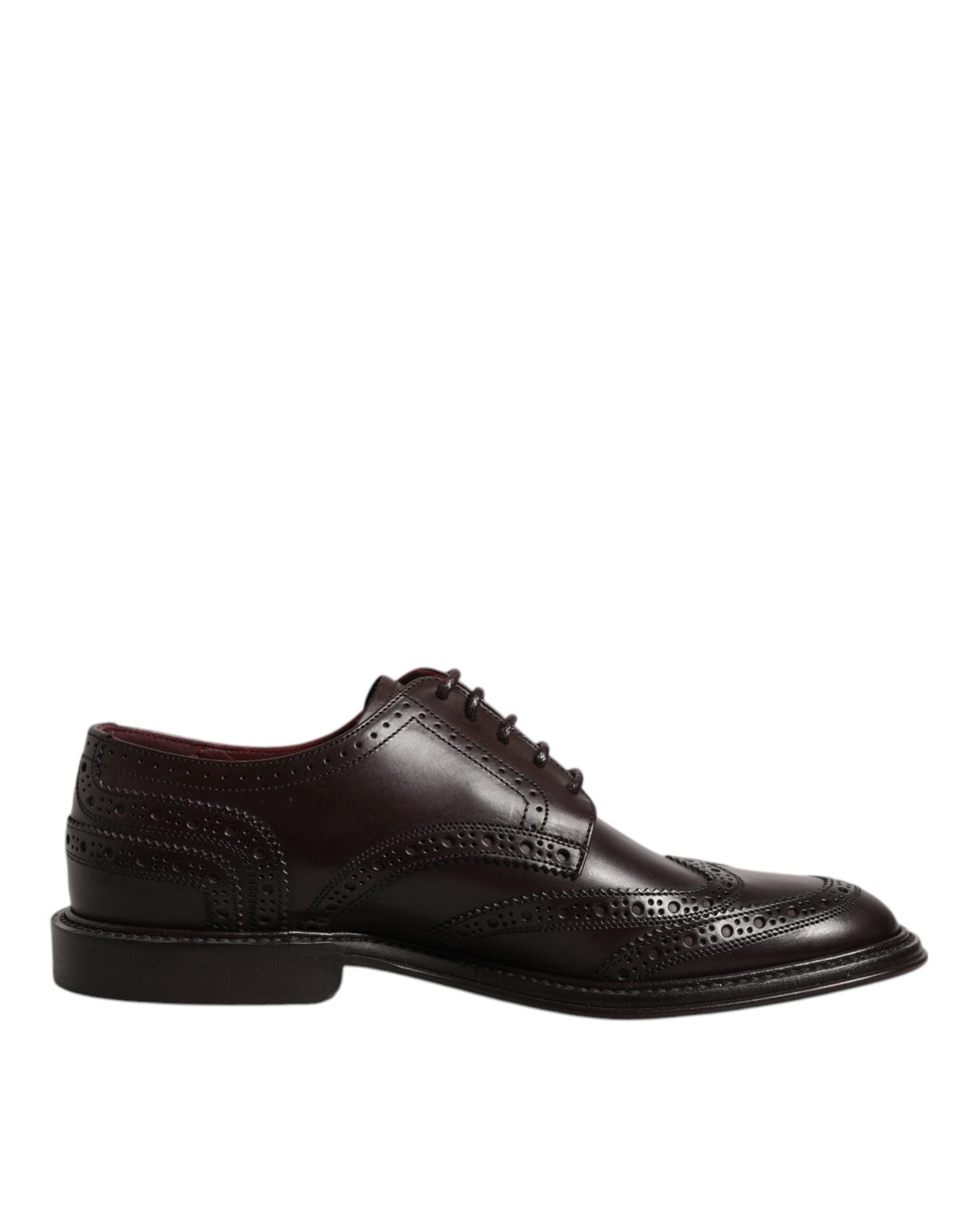 Dolce & Gabbana Brown Leather Derby Wingtip Lace Up Formal Dress Men's Shoes