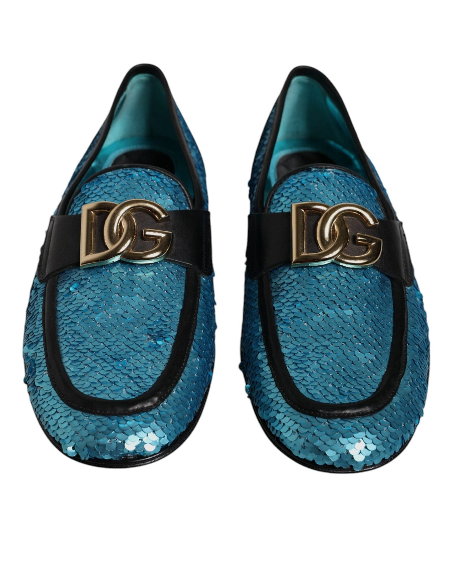 Dolce & Gabbana Blue Sequined Loafers Formal Dress Men's Shoes