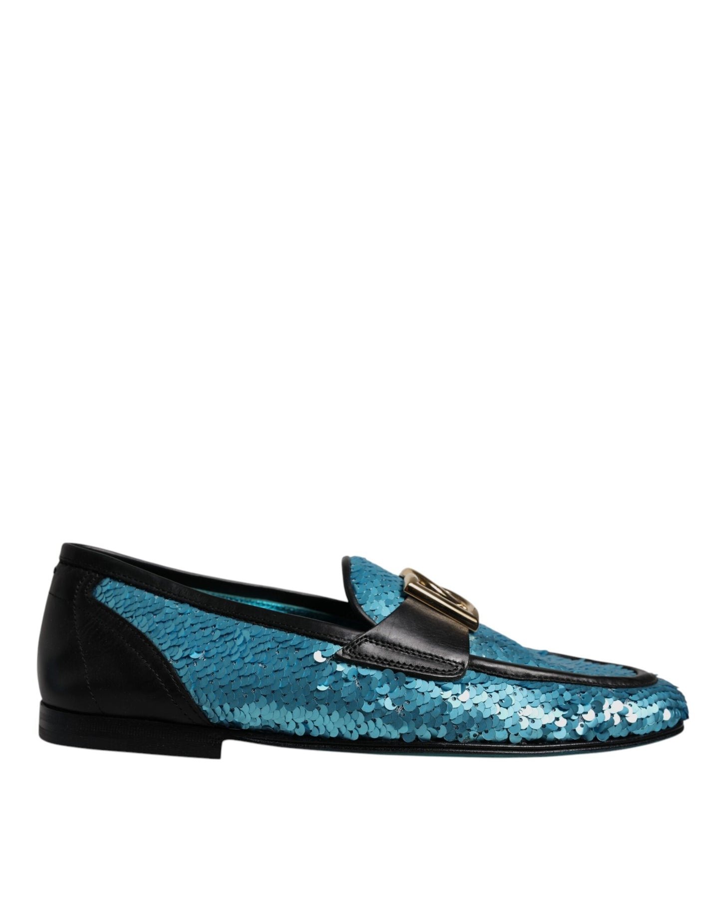 Dolce & Gabbana Blue Sequined Loafers Formal Dress Men's Shoes