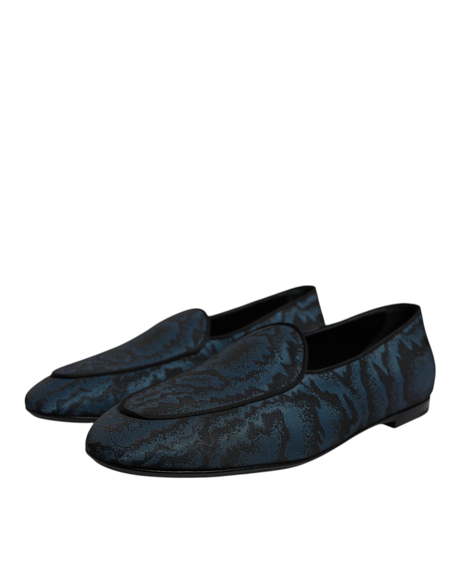Dolce & Gabbana Blue Black Flats Men Loafers Dress Men's Shoes