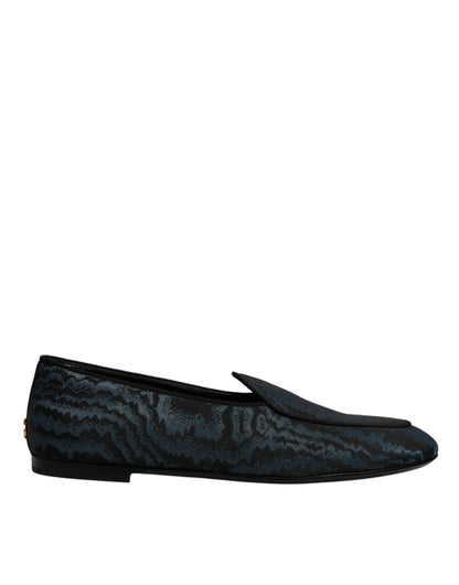 Dolce & Gabbana Blue Black Flats Men Loafers Dress Men's Shoes