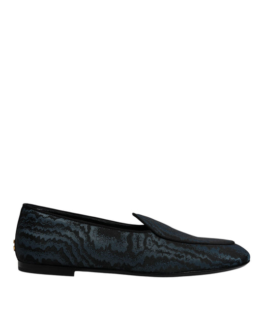 Dolce & Gabbana Blue Black Flats Men Loafers Dress Men's Shoes
