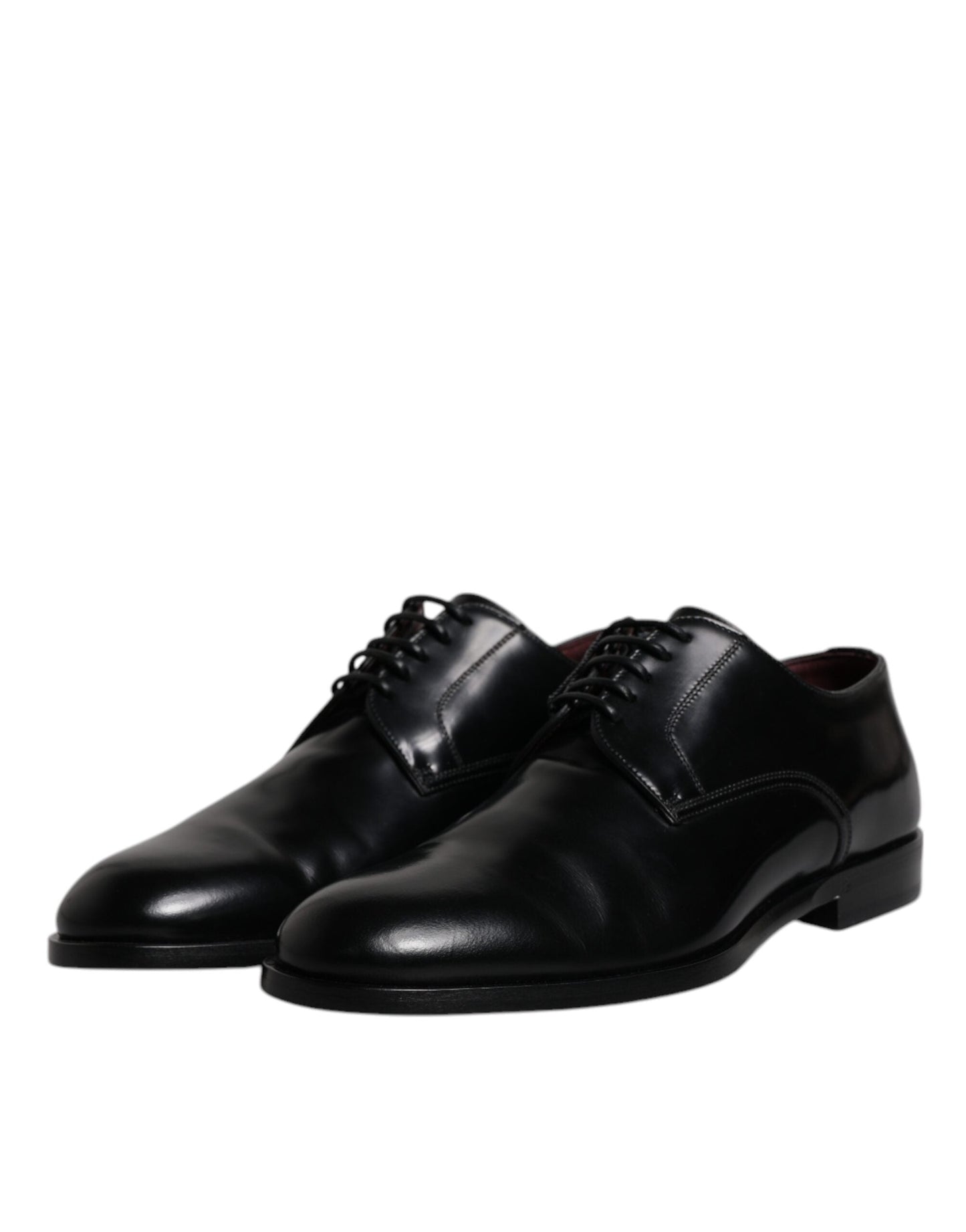 Dolce & Gabbana Black Calfskin Leather Derby Lace Up Formal Dress Men's Shoes