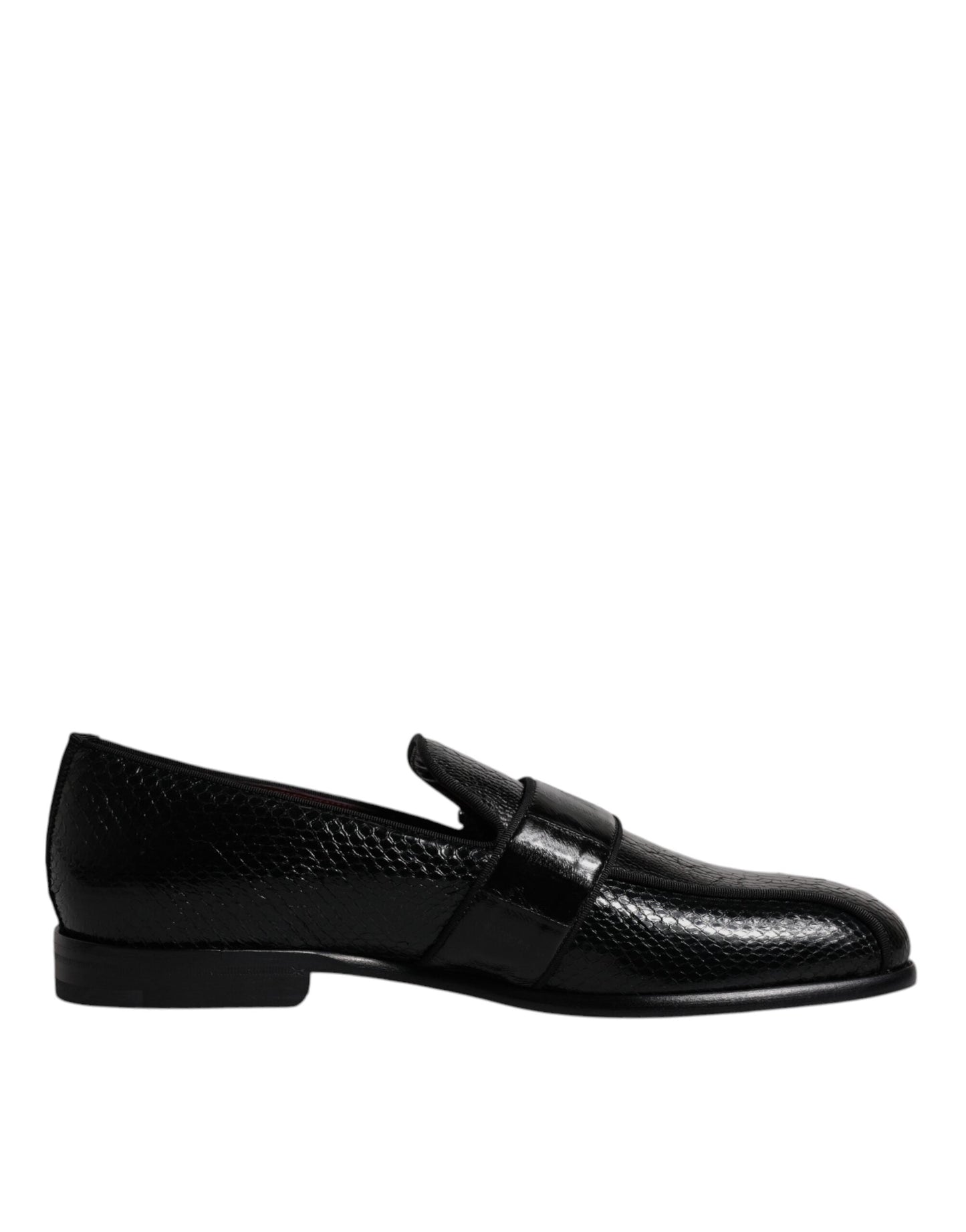Dolce & Gabbana Black Exotic Leather DG Logo Loafers Formal Dress Men's Shoes