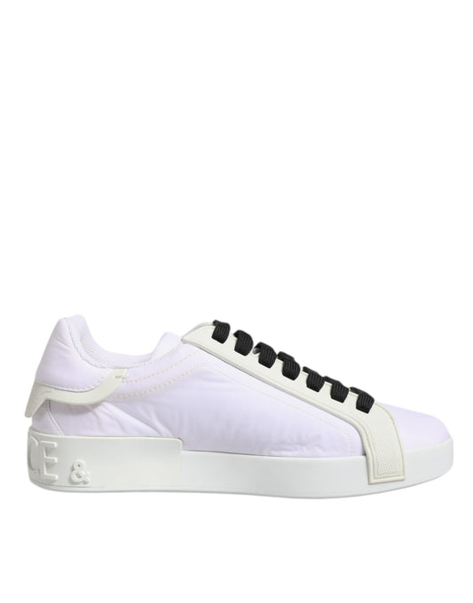 Dolce & Gabbana White Nylon Leather Low Top Sneakers Men's Shoes
