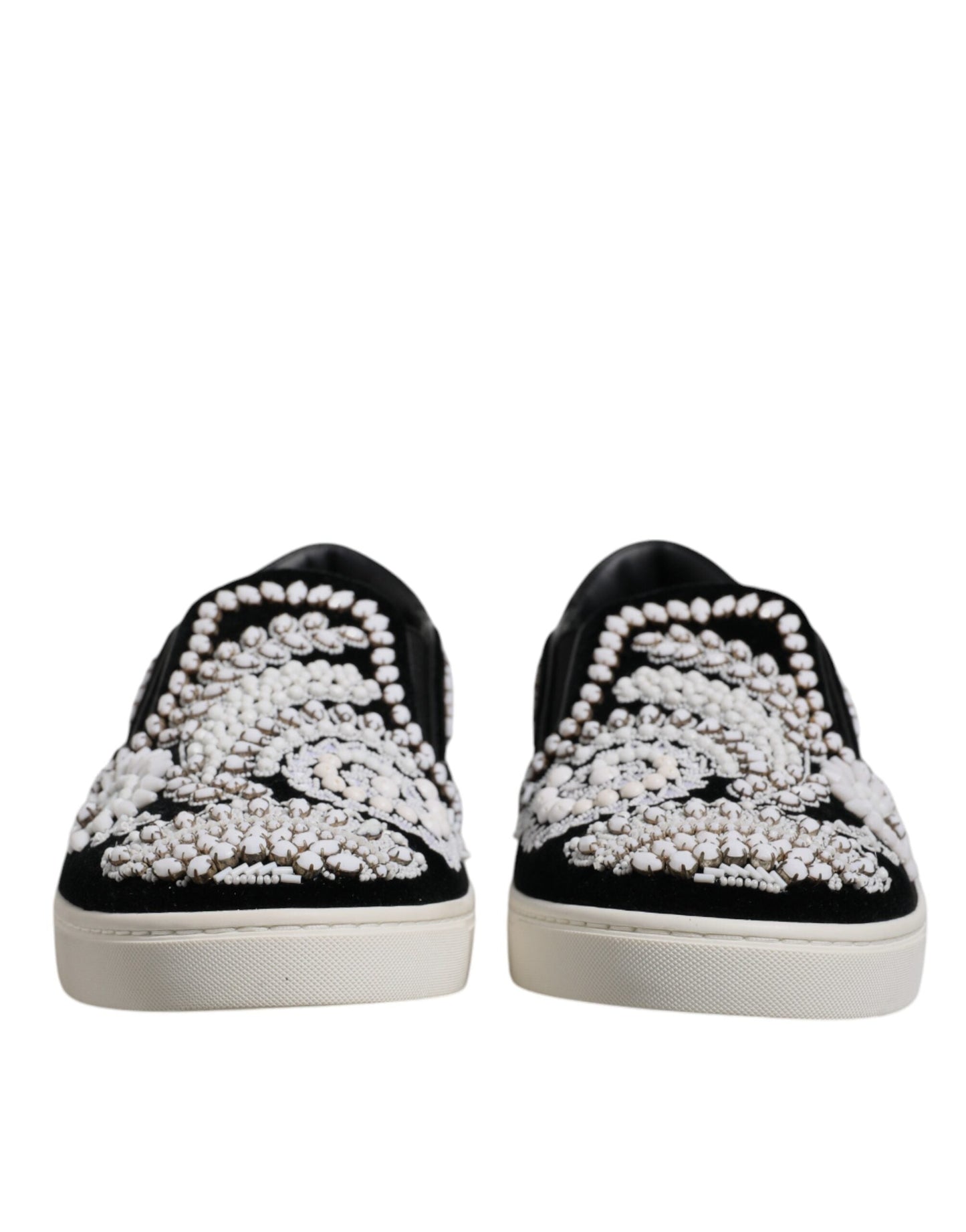 Dolce & Gabbana Black Embellished London Men Slip On Men's Shoes