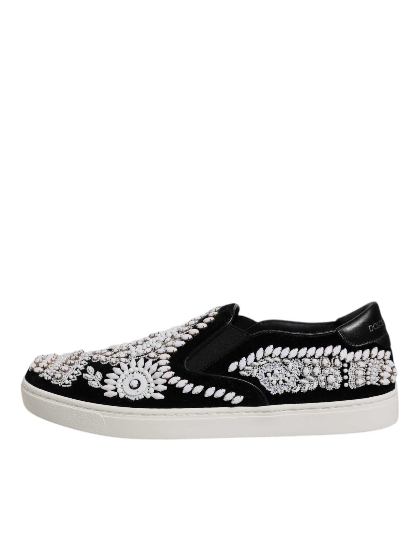 Dolce & Gabbana Black Embellished London Men Slip On Men's Shoes
