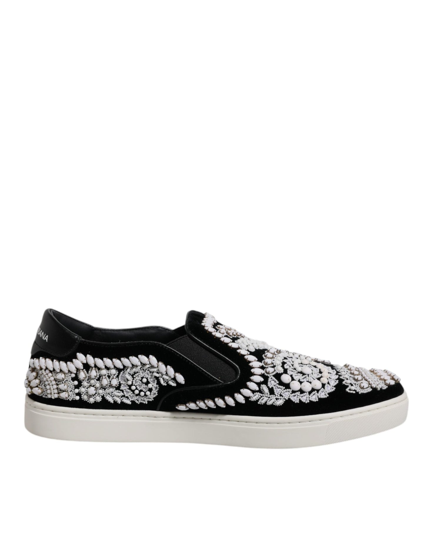 Dolce & Gabbana Black Embellished London Men Slip On Men's Shoes
