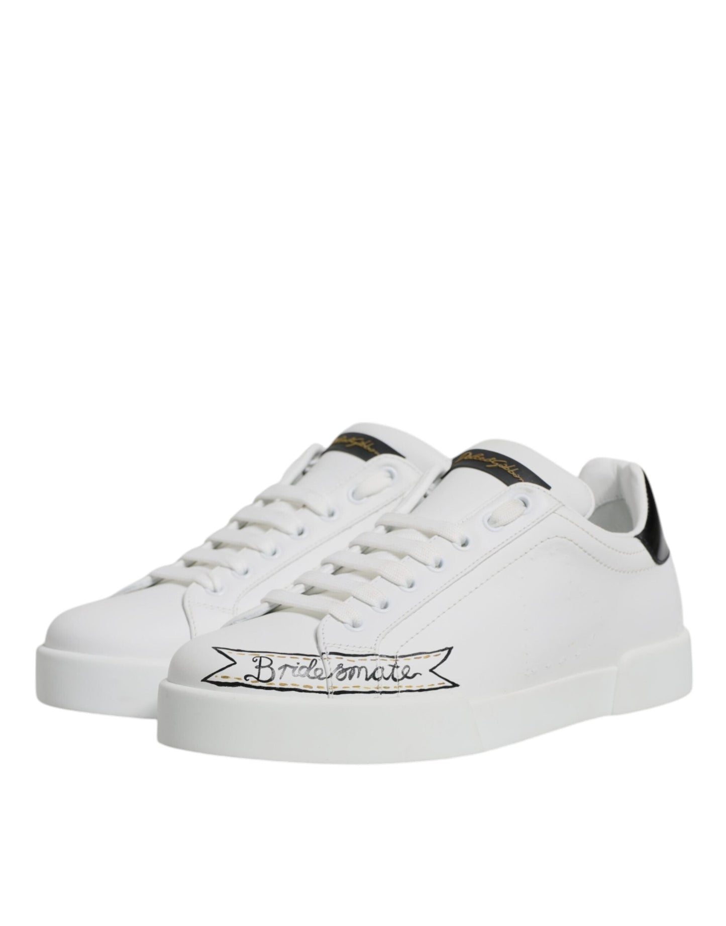 Dolce & Gabbana White Leather Low Top Lace Up Sneakers Men's Shoes (Pre-Owned)